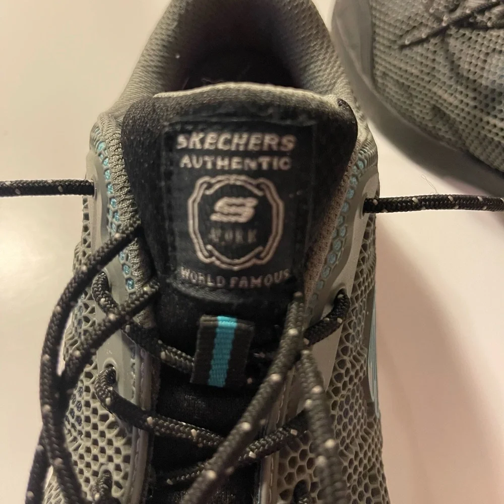 3/$30 Skechers Bulkin Lyndale Gray Mesh Industrial Workshoe Gray with Blue - Picture 6 of 7